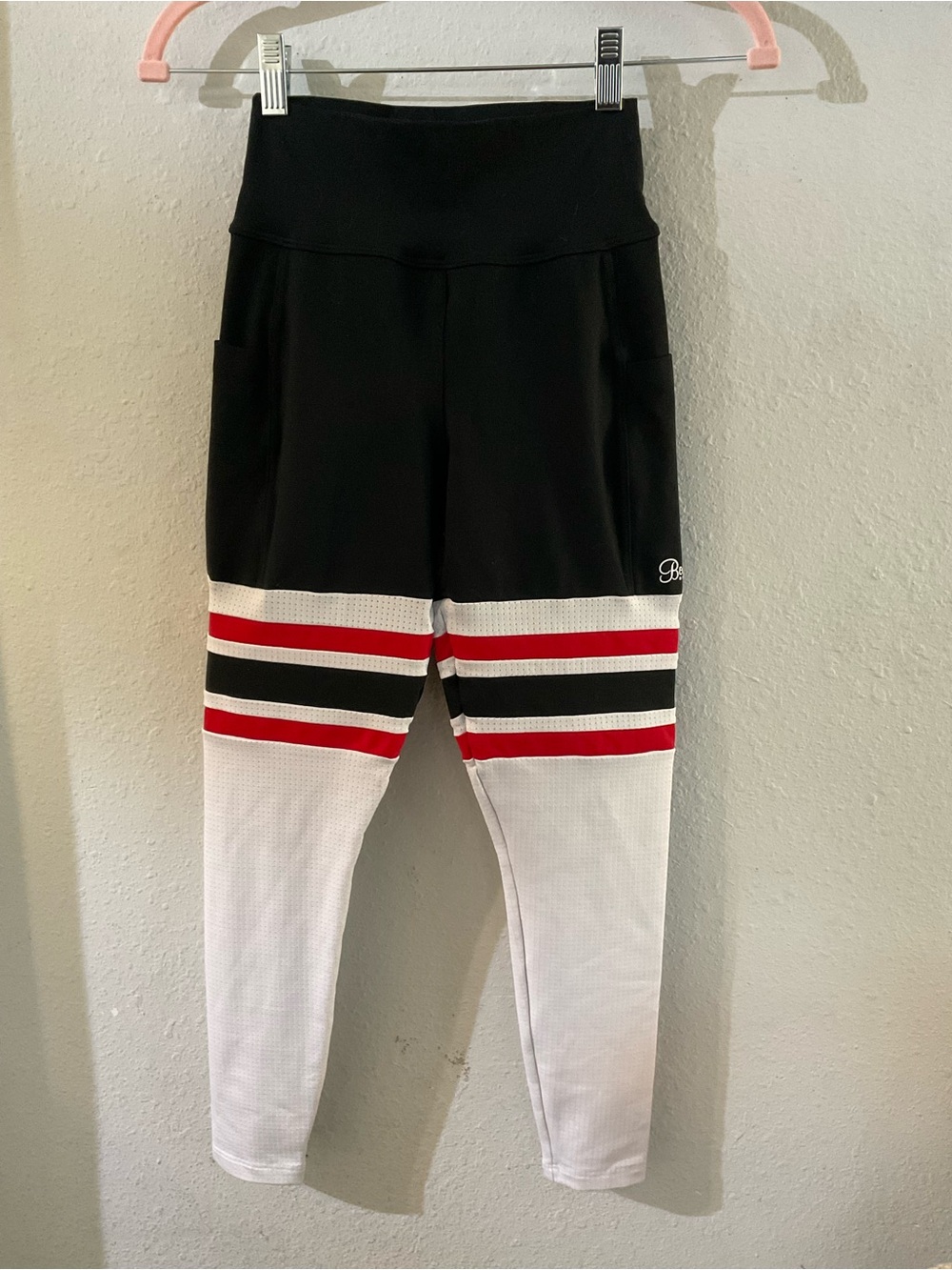 Bombshell Sportswear Black, White & Red Athletic Leggings